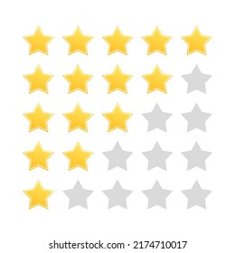 Flat yellow stars score. Flat button with yellow stars score. Vector illustration. stock image.