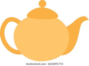 Flat yellow teapot illustration with rounded form, perfect for tea-related themes, Islamic hospitality visuals, or food and drink assets.