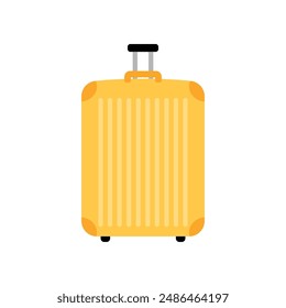 Bolso de maleta de viaje amarillo plano para viajes de vacaciones de verano en Ilustración vectorial de dibujos animados lindo aislado sobre fondo transparente