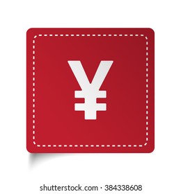 Flat Yen icon on red sticker