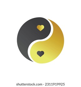 Flat ying yang icon symbol vector Illustration.