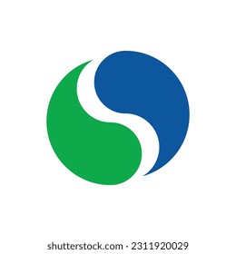 Flat ying yang icon symbol vector Illustration.
