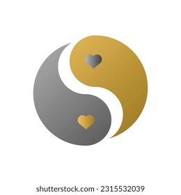 Flat ying yang icon symbol vector Illustration.
