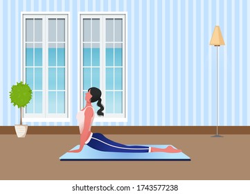Flat Yoga Class Pose Vector Illustration-03. Illustration of various kinds of yoga movements for physical health