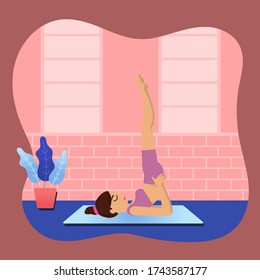 Flat Yoga Class Pose Vector Illustration-12. Illustration of various kinds of yoga movements for physical health