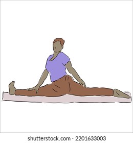 Diseño de ilustraciones del movimiento de ejercicio de yoga plana