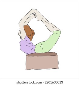 Flat yoga exercise movement illustration design