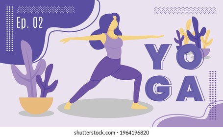 Flat yoga illustration (Ep 02). It's fit for poster design, banner, flyer, infographic, website, advertising, etc.