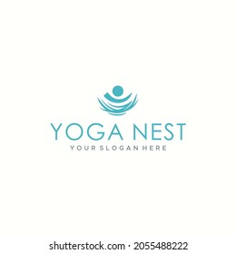 flat YOGA NEST people den lair digs Logo design