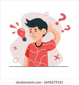 Flat Young People Think Illustration by Siamias studio