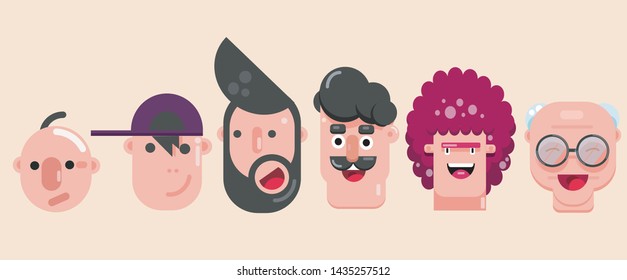 flat youngest people and oldest people character for your avatar 