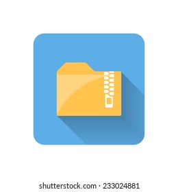 Flat Zip Folder Icon. Vector Illustration