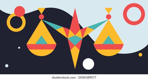 Flat zodiac signs, astrology. Libra. Twelve horoscope zodiac icons. Vector