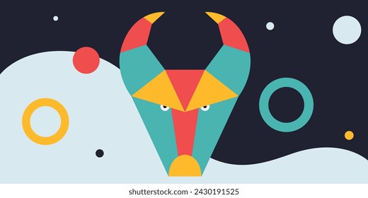 Flat zodiac signs, astrology. Taurus. Twelve horoscope zodiac icons. Vector