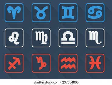 flat zodiac signs set