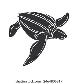 Ilustración de silueta de icono de tortuga marina. Animales de agua Vector Gráfico Pictograma Símbolo Clip Arte. Doodle Sketch Signo negro.