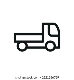 Flatbed empty truck isolated icon, open truck linear vector symbol with editable stroke