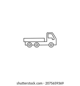 Flatbed, flatbedlorry truck icon in flat black line style, isolated on white background 