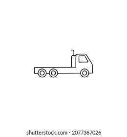 
Flatbed, Flatbedlorry Truck Icon In Flat Black Line Style, Isolated On White 
 