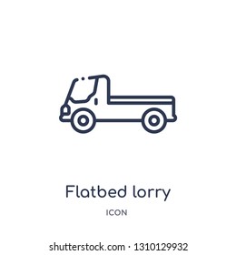 flatbed lorry icon from transportation outline collection. Thin line flatbed lorry icon isolated on white background.
