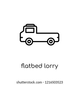 flatbed lorry icon. Trendy modern flat linear vector flatbed lorry icon on white background from thin line Transportation collection, outline vector illustration