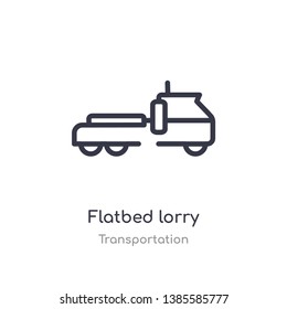 flatbed lorry outline icon. isolated line vector illustration from transportation collection. editable thin stroke flatbed lorry icon on white background