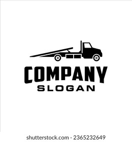 Flatbed tow truck logo with simple style design