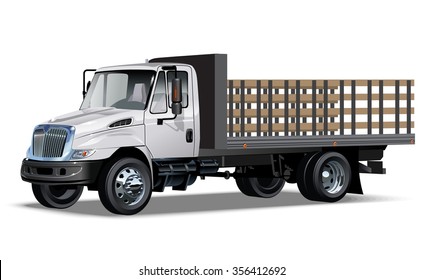 Flatbed truck Available EPS-10 separated by groups and layers with transparency effects for one-click repaint