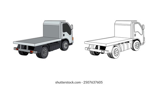 Flatbed Truck Cartoon Design Illustration vector eps format suitable for your design needs logo illustration animation etc