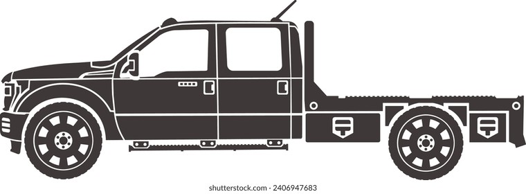 Flatbed Truck Double Cabin Vector