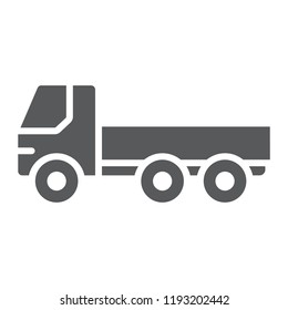 Flatbed Truck Glyph Icon, Automobile And Cargo, Car Sign, Vector Graphics, A Solid Pattern On A White Background, Eps 10.