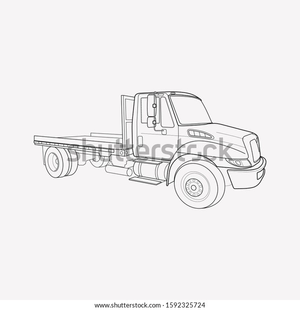 Flatbed truck icon line element. Vector\
illustration of flatbed truck icon line isolated on clean\
background for your web mobile app logo\
design.