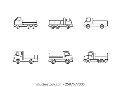 flatbed truck icon vector line art illustration