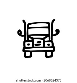 Flatbed Truck Icon In Vector. Logotype - Doodle