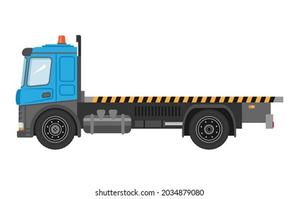 Flatbed truck on white background. Vector isolated illustration. Delivery truck icon. Vector graphic illustration.