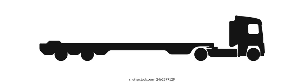 Flatbed truck vector icon. Black truck. Autocar logo vector. Transportation service icon. Delivery transport vector. Vector illustration.