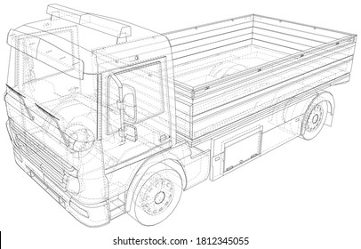 Flatbed truck. Vector Illustration of Flatbed truck. The layers of visible and invisible lines are separated. EPS10 format.