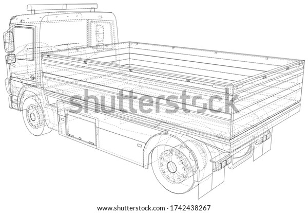 Flatbed\
truck. Vector Illustration of Flatbed truck. The layers of visible\
and invisible lines are separated. EPS10\
format.