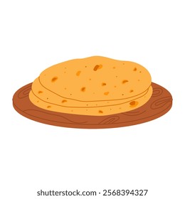 Flatbread. Traditional Middle Eastern food. Hand drawn vector illustration.