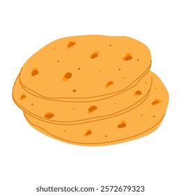 Flatbread. Traditional Middle Eastern food. Hand drawn vector illustration.