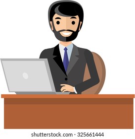flat-businessman with laptop