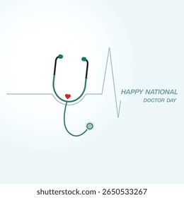 Flat-design Doctors' Day greeting card with stethoscope