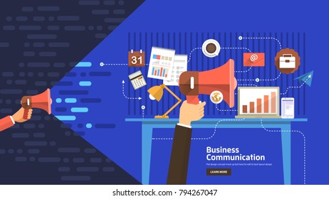 Flate design concept promote business digital marketing topic about communication. Vector illustration.