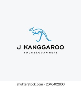 Flat Lettermark Initial J kangaroo Logo Design
