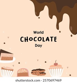 Flate World Chocolate Day Illustration Template