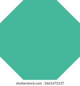 Forma de octógono de borda plana em cor verde suave, ícone geométrico adequado para emblemas, alertas ou botões de interface.