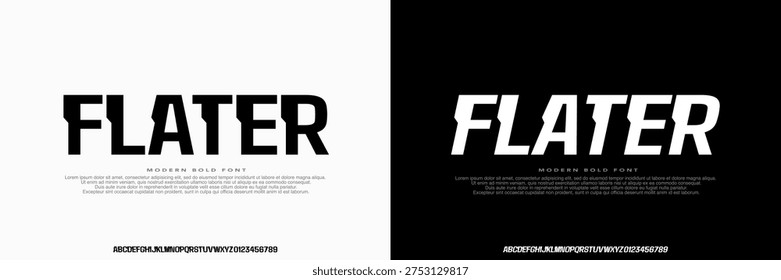 Flater Font, A Regular Futuristic bold sans serif font,italic, designed for technology ,fashion brands, logos, and modern headlines.vector illustrations 