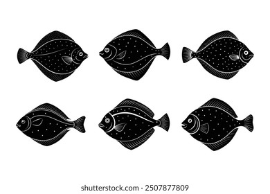 Flatfish schwarze Silhouette Vektorgrafik   