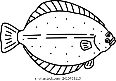A flatfish isolated vector illustration