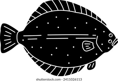 A flatfish isolated vector silhouette